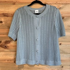 CAbi SET LIGHT BLUE CARDIGAN SZ LG #6238 & STRETCHY MATCHING TANK SZ MED #6351